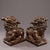 Bronze Pair of Vintage Chinese Bronze Foo Dogs - Mud-Gold & Cinnabar Guardian Lions For Sale - Image 8 of 9