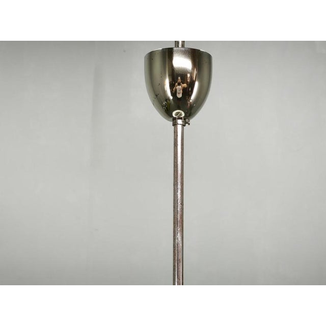 1930s Vintage Bauhaus UFO Chrome and Glass Pendant Light, Czechoslovakia, 1930s For Sale - Image 5 of 12