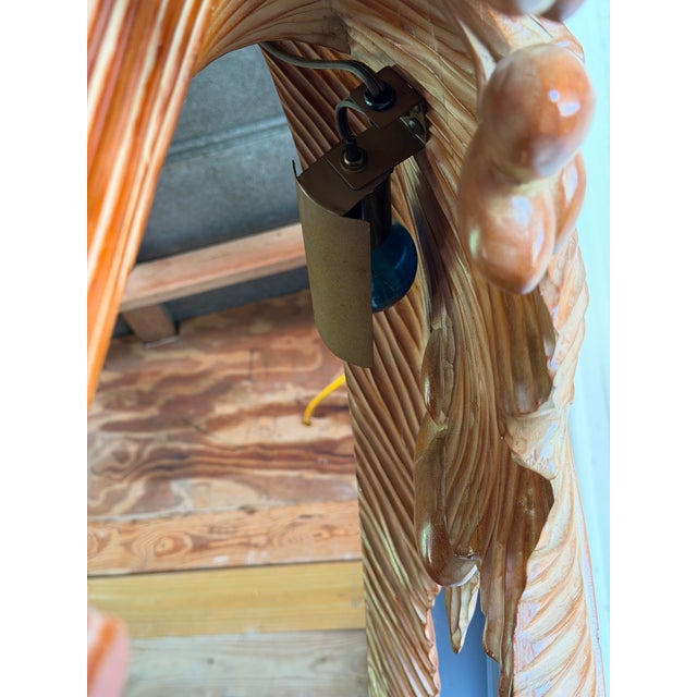 Brown Monumental Sculptural Italian Carved Pinewood Palm Tree Floor Lamp, Mid-20th Century For Sale - Image 8 of 12