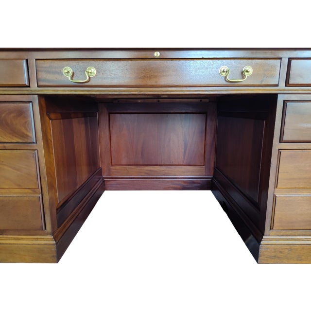 Vintage Solid Cherry Double Pedestal Executive Desk by Stickley For Sale - Image 10 of 14
