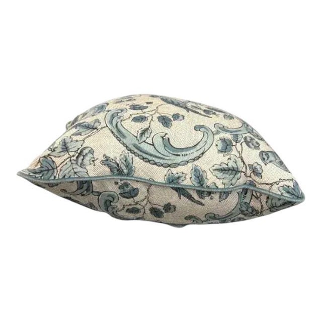 Mid 20th Century Pair 20'' Soft Blue Aviary Pillows For Sale - Image 5 of 5