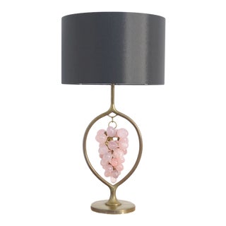 Vintage Brass and Quartz Table Lamp For Sale