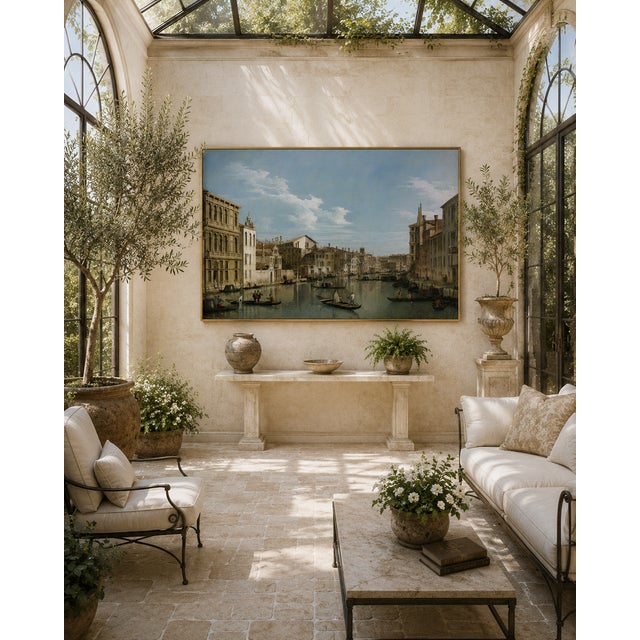 Paper The Grand Canal in Venice by Canaletto, Vintage Art Print, 48" X 32" For Sale - Image 7 of 8