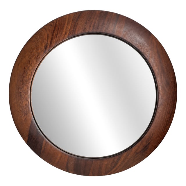 Large Handcrafted Convex Mirror in Wood from Rampel Designs, 1990s For Sale