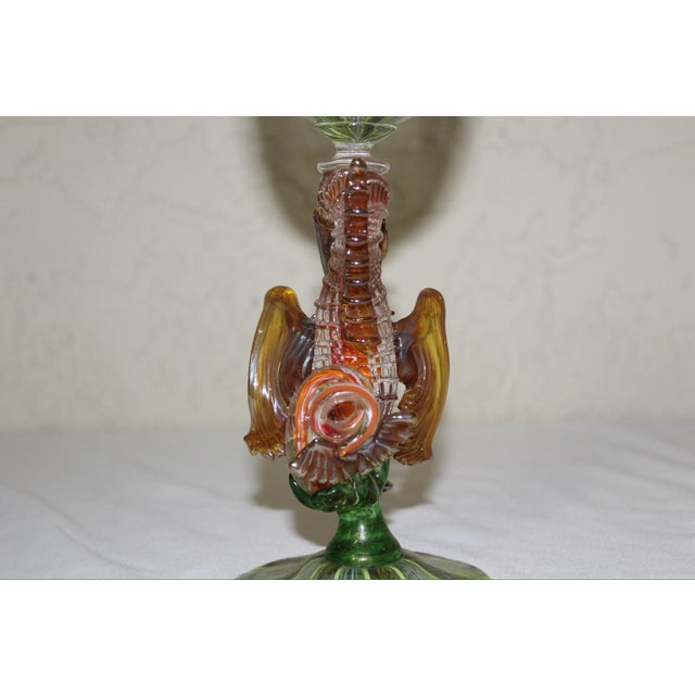 Vintage Murano Italian Swirl Art Glass Figural Goblet With Winged Creature Stem For Sale In Naples, FL - Image 6 of 9