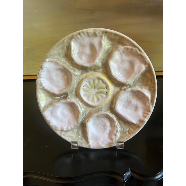 Hand Painted European Pottery Oyster Plate For Sale - Image 10 of 12
