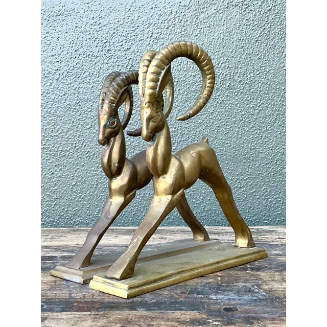 Vintage Brass Ram Bookends - Set of 2 For Sale - Image 4 of 12