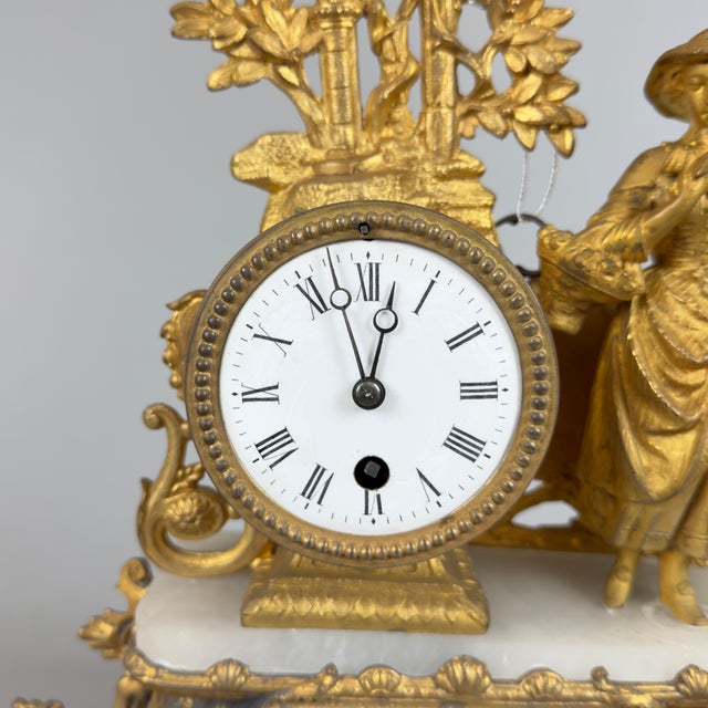 Gold Antique 19th Century Parisian Fireplace Clock For Sale - Image 8 of 12