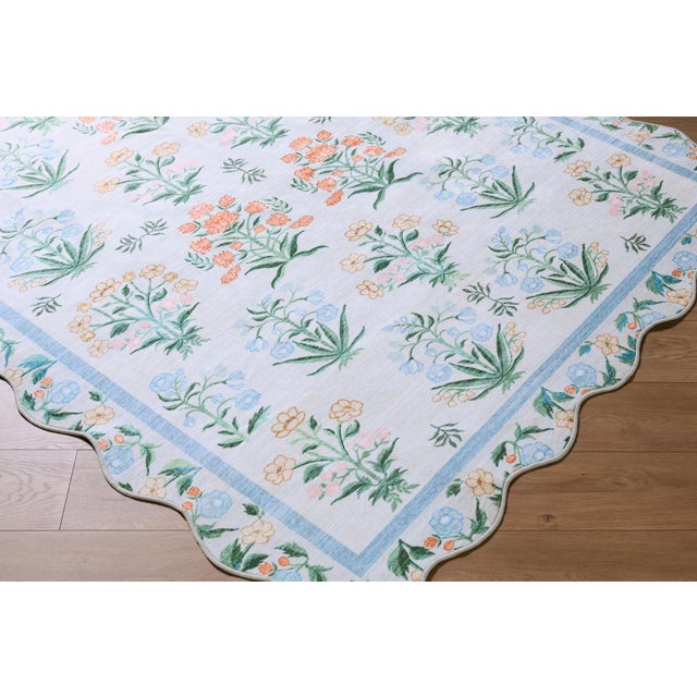 Art Deco Lavable Machine Woven Rug Blue 3x4 For Sale - Image 3 of 4