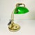 Metal 1970s Vintage Art Deco Arts & Crafts Emeraldite Bottle Green Glass Shade Brass Bankers Desk Lamp For Sale - Image 7 of 16