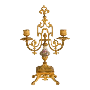 Antique Louis XVI Style Gilt Bronze & Sevres Porcelain Candelabra