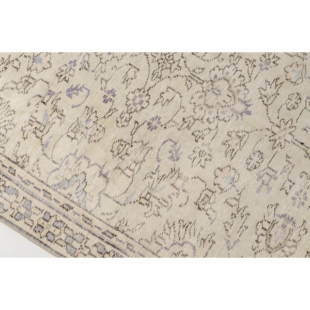 Authentic Vintage Turkish Carpet, Pale Neutral Organic Rug For Sale - Image 6 of 10
