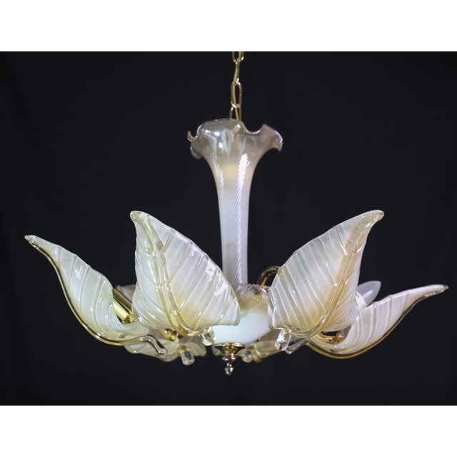Exceptional Vintage 6-Light Gold Murano Glass Chandelier For Sale - Image 11 of 15