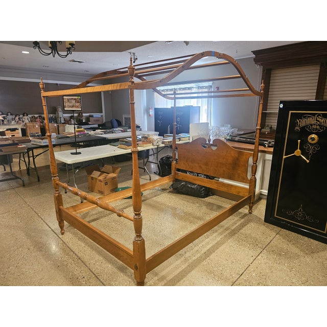 Mid 20th Century Ethan Allen Four Post Maple Canopy Bed Nutmeg Finish For Sale - Image 11 of 13
