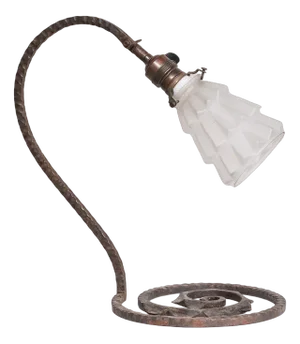 French Iron and Glass Table Lamp