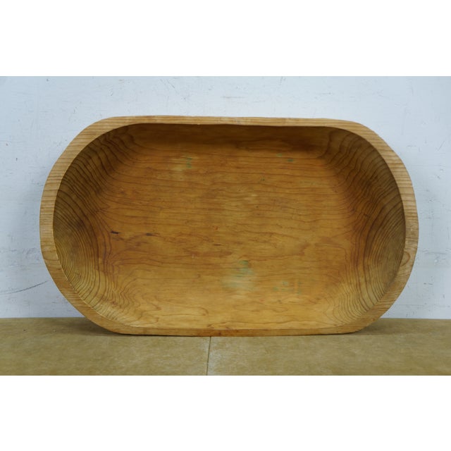 Vintage Oak Farmhouse Dough Bowl Bin Trough Trencher Treen 20" For Sale - Image 10 of 11