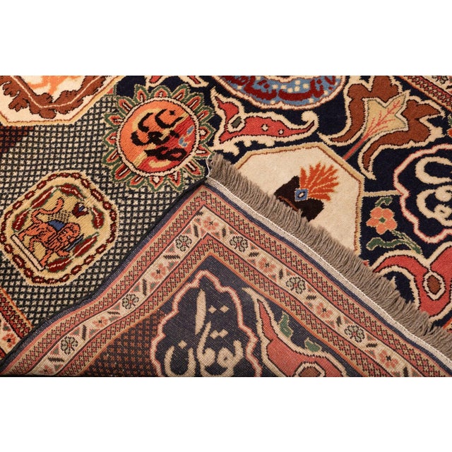 Early 20th Century Antique Persian Qajar Pictorial Hand-Knotted Wool Rug 3'2" X 4'5" For Sale - Image 5 of 14