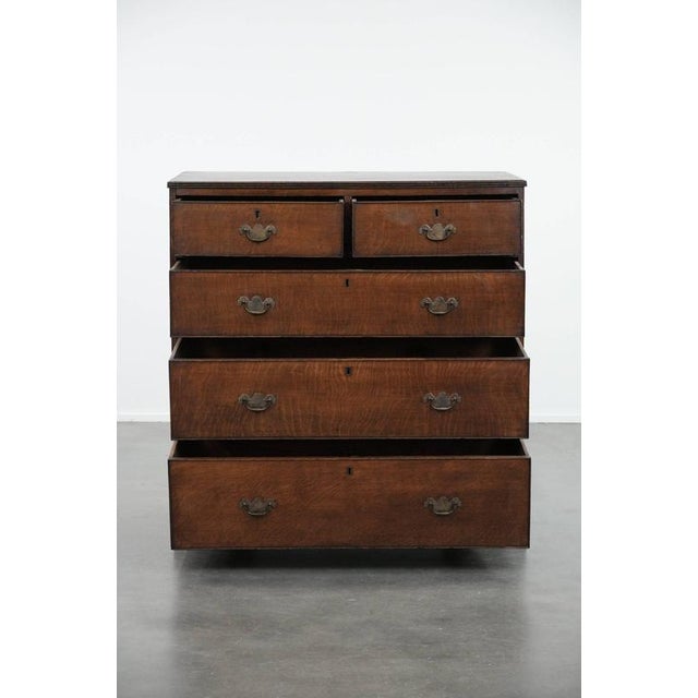 Antique English Oak Chest of Drawers, Late 18th Century For Sale - Image 3 of 16