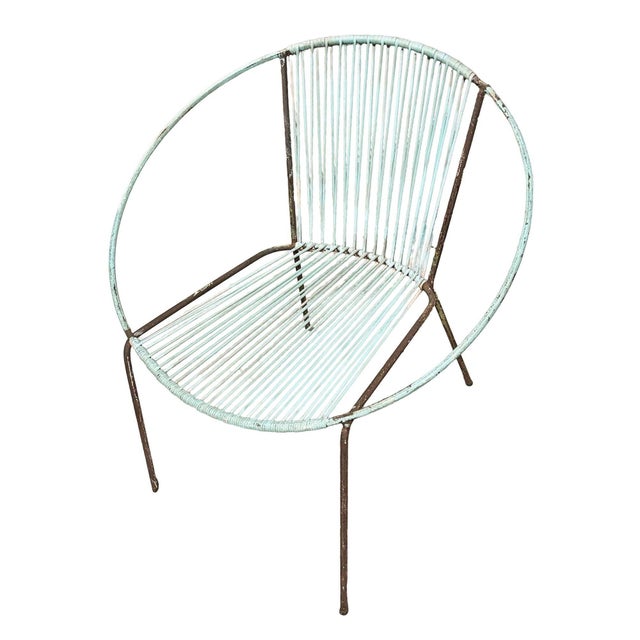 Metal Mid 20th Century Iron and Rubber Cord Loop Outdoor/Patio Chair by Salterini, Pair, Attributed For Sale - Image 7 of 7