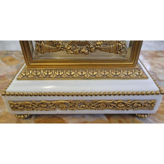 Bronze French Napoleon III Bronze & Glass Mantel Clock by Vincenti & Cie Circa 1870 For Sale - Image 8 of 16