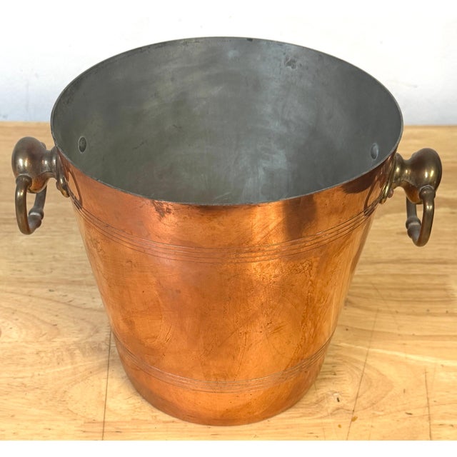 Vintage French Copper & Brass Champagne Bucket Stamped “Made in France”, 1950s For Sale - Image 12 of 12