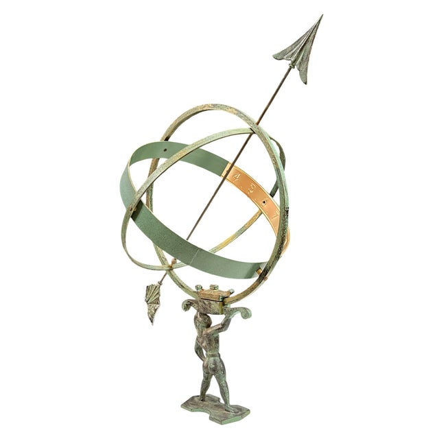 Metal Bronze Armillary With Verdigris Patina For Sale - Image 7 of 12