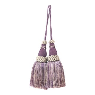 Key Tassels in Amethyst and Gray With Ruche Trim - a Pair For Sale