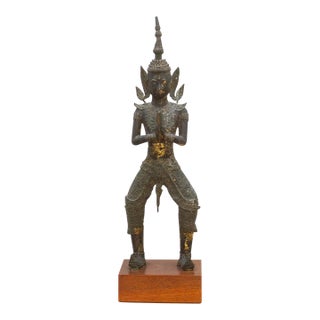 Golden Guardian, Antique Bronze Thai Statue For Sale