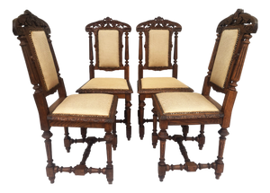 Neo-Renaissance Carved Wooden Chairs from Befos, 1880s, Befos, Set of 4