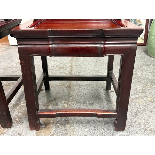 Antique Chinese Rosewood Chairs + Stone Inserts, Pair For Sale - Image 9 of 12