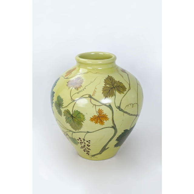 Vintage Hand Painted Grape Leaf /Vine Vase Chairish