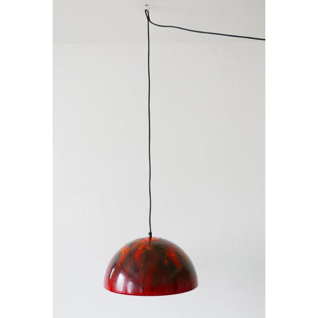 Large Mid-Century Enameled Dome Pendant Lamp, 1960s For Sale - Image 11 of 17
