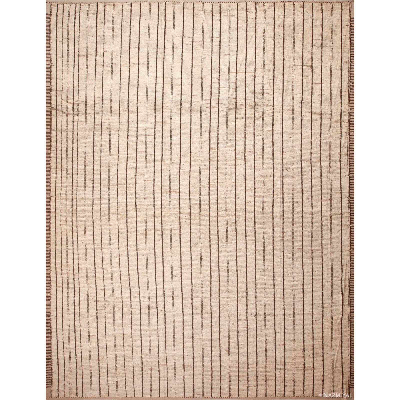 Large Light Ivory Cream Minimalist Stripped Pattern Modern Rug | Chairish