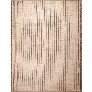 Large Light Ivory Cream Minimalist Stripped Pattern Modern Rug For Sale