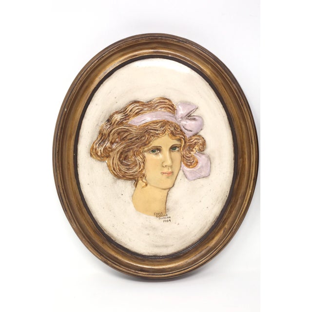 Art Deco Vintage Chalkware Gibson Girl Decorative Wall Plaques - Set of 2 For Sale - Image 3 of 13