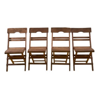 Vintage Wood Folding Chairs, Set of 4 For Sale