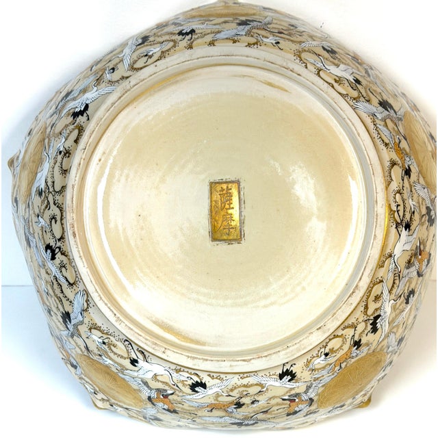 Mid-Century Modern Exceptional Monumental Meiji Period Kyoto Satsuma Bowl, Attrib. Kinkozan Studio For Sale - Image 3 of 16