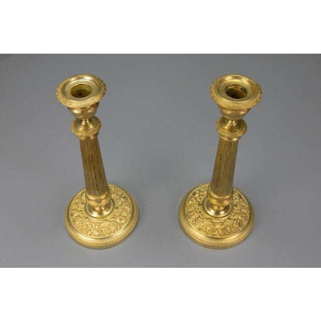 Antique French Brass Candlesticks with Floral Motifs, 1920s, Set of 2 For Sale - Image 9 of 18