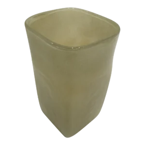 Handcrafted Square Beige Flower Glass Vase Kosta Boda Style 1980's
