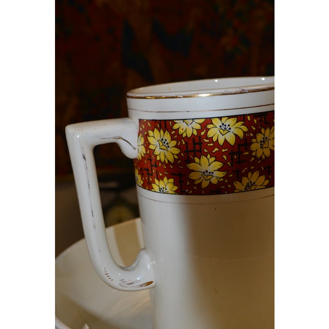 Vintage Nouvelles Usines Du Nord St. Amand France Ceramic Vibrant Floral Wash Basin & Ewer W/ Soap Dish For Sale - Image 18 of 18