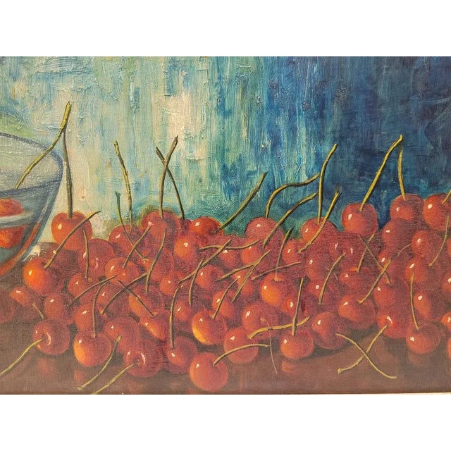 José Luis Capitaine, Still Life of Cherries, 20th Century, Oil on Panel, Framed For Sale - Image 4 of 11