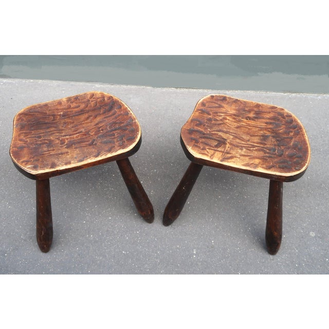 French 1960s Pair of French Mid-Century Milking Stools For Sale - Image 3 of 6