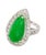 Contemporary 7.88 Carat Jade and Diamond Halo Ring in 18k White Gold Size 6 For Sale - Image 3 of 10