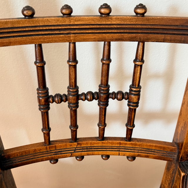 19th Century Pair Pressed Back Chairs With Leather Seats For Sale - Image 5 of 11