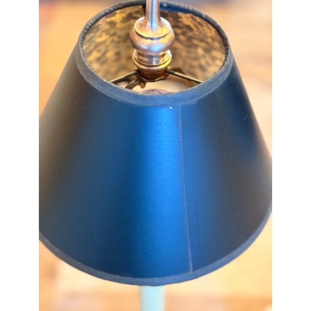 1980s Chapman Tall Buffet Cast Brass Table Lamps With Original Black Shades - a Pair For Sale - Image 9 of 17