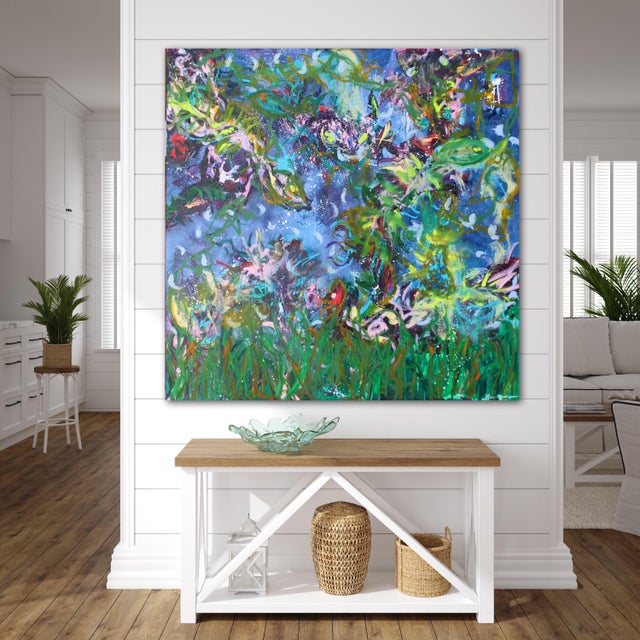 Exuberant Guests Original Abstract Oil Painting by Lisa Finlayson For Sale - Image 13 of 15