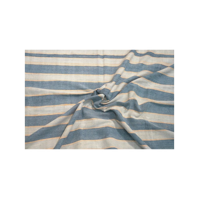 1950s Vintage Dhurrie Rug, With Blue Geometric Stripes, From Rug & Kilim For Sale - Image 5 of 5