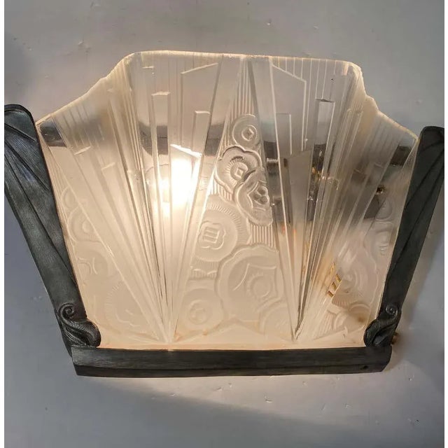 Pair of Hettier Vincent French Art Deco Wall Sconces For Sale - Image 10 of 12