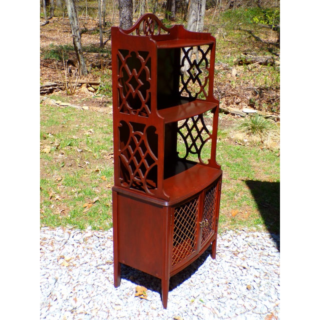 Wood Vintage Mahogany Chippendale Style Bookcase Bookshelf Etagere Display Shelves For Sale - Image 7 of 17