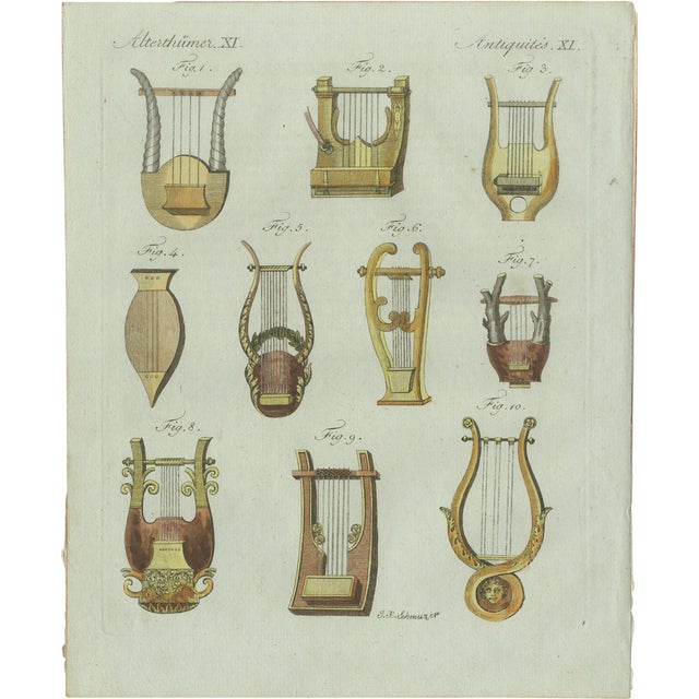 Bertuch, Ancient Greek and Roman Lyres, 1802, Engraving For Sale